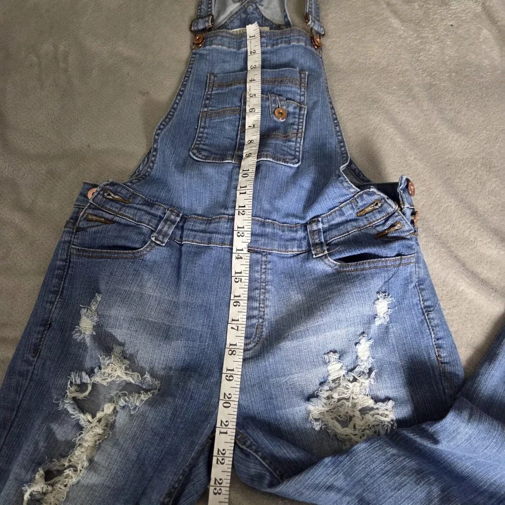 C'est Toi Jeans Overalls Womens Medium Blue Denim Ripped Distressed Bib Pockets